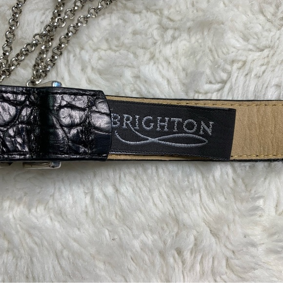 Brighton Women’s Black Leather Western Boho Belt Silver Filigree Buckle Size 34 main image 2